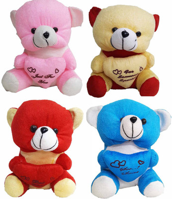 

GreenViji Cute Teddy Bear with Heart Emotional Soft Toy-Combo - 22 cm(Red, Pink, Beige, Blue), Beige;blue;pink;red