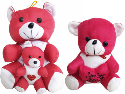 

GreenViji Cute Mother Teddy Bear Soft Stuffed Plush Toy Kid Children Birthday Infant Gift- Combo - 26 cm(Beige)