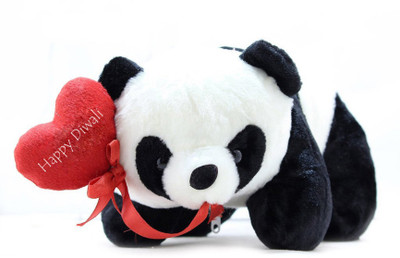 

Tickles Soft Adorable Panda With Happy Diwali Wishes Heart - 40 cm(Black)