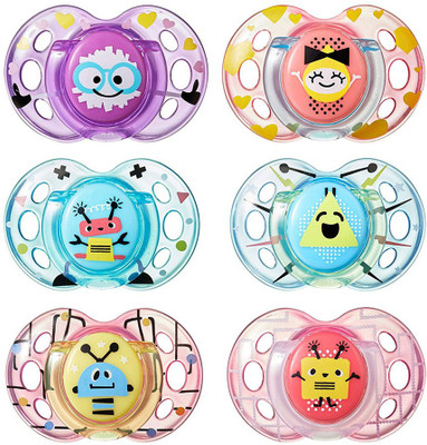

Tommee Tippee Closer to Nature Fun Pacifier, 6-18 Months, 2 Count (Colors will vary) Natural rubber(Black/yellow)