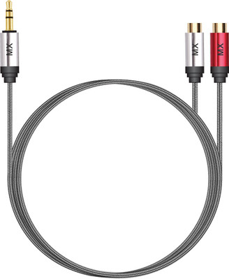 

MX TV-out Cable 0.5 Meters 2 Feet Ep Stereo 3.5mm to 2 RCA Female Cable Auxiliary Aux Cable(Red, For iPod, 0.5)
