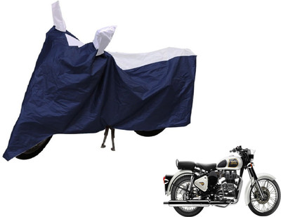 Auto Hub Two Wheeler Cover for Royal Enfield(Classic 350, Blue, Silver)