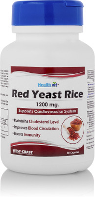 

HealthVit Red Yeast Rice 1200mg, 60 Capsules|Supports Cardiovascular Health(1200 mg)