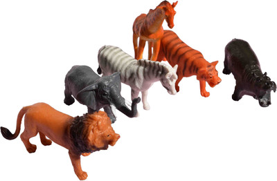 

PTCMart 4 INCH WILD ANIMAL PACK OF 6 (Multicolor)(Multicolor)