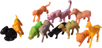 

PTCMart 12 Pcs Wild Animals Set (Medium Size) - Learning and Educational Toy + Made of Rubber + Non-Toxic (Multicolor)(Multicolor)