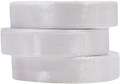 

AsianHobbyCrafts Satin Ribbon, White (12mmx10m, Pack of 3)