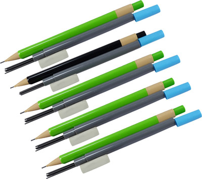 

Saamarth Impex 5 Piece Auto Pencil With 5 Piece Lead Pack Set Unit Mult Purpose Full Student Accessories
