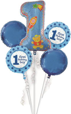 

Bash N Splash Printed Boy 1st Birthday Party Foil Balloon Set Of 5 Pcs Balloon(Multicolor, Pack of 1)