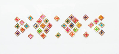 

SJ COLLECTION Golden Crystal Stone Medium Size Square Shape 36 Fancy Forehead Multicolor Bindis(Fancy Bindi, Bollywood style)