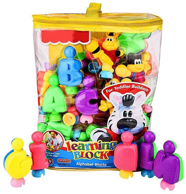 

theperfectbazaar.com premium quality English Learning Blocks Set for Kids with Cartoon Figurines, Pop, Build & Play The Fun (Multicolor)(Multicolor)