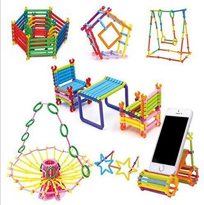 

AS.TOYS 125 Stick Straw Like Colourful Educational Building Block Kit Do it Yourself DIY Learning Toy (Stick Kit)(Multicolor)