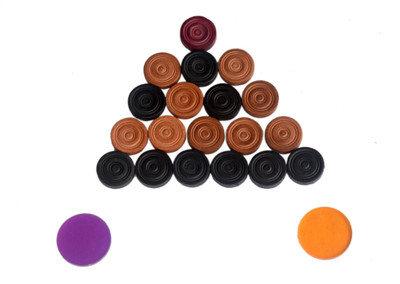 

Vizorr Anti-Break WOODEN CARROM COINS Carrom Pawns with Multicolour strikerÂ Â (Pack of 19 +2 ) Board Game