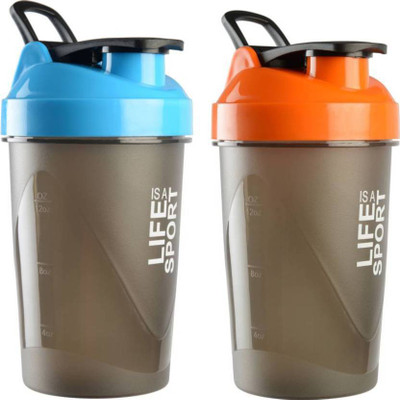 

GALAXY Gifts Store SHAKER BOTTLE SET OF 2 1000 Shaker(Pack of 2, Blue, Orange)