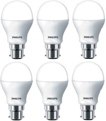 Philips 9 W Round B22 LED Bulb(White, Pack of 6)