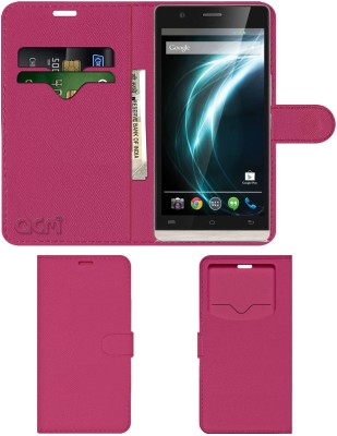 ACM Flip Cover for Lava Iris Icon(Pink, Cases with Holder, Pack of: 1)