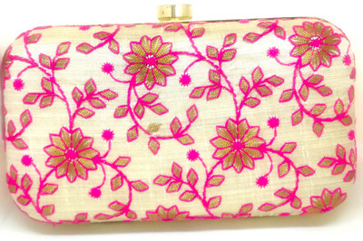 

The Closet Drama Party White, Pink, Gold Clutch, Gold;pink;white