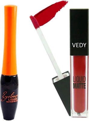 

Vedy Black Eyeliner with fantastic lipstick(Set of 2)