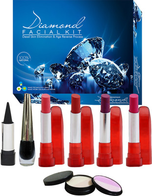 

NutriGlow SET OF 1 DIAMOND FACIAL KIT + 1 KAJAL + 1 EYE LINER + 1 5-IN-1 COMPACT(Set of 8)