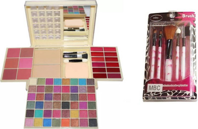 

jollity Make Up Brush Set Of 5 And Imp Beauty Multi color Eye Shadow(Set of 2)