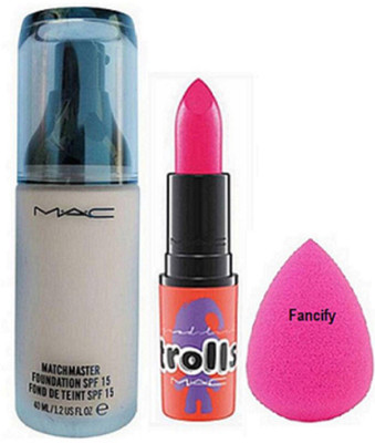 

Fancify Sponge Puff , Mac Match Master Foundation & Matte Finish Trolls Lipstick(Set of 3)