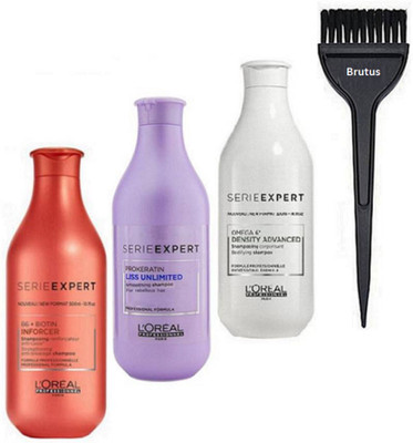 

brutus Hair Brush & Serieexpert B6 +Biotin ,Liss unlimited ,Zinc pyrithione pack of 3 Shampoo(Set of 4)