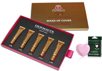 

Longlasting Silicon Puff,Dermacol Make-up Cover Legendary High Covering Makeup Foundation Concealer 5x5ml Set (5 X 5 Ml) Shades(208,212,213,215,221)(Set of 2)