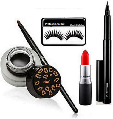 

Professional kit Eyelashes, Fluidline Eyeliner, Lipstick & Pencil eyeliner(Set of 4)