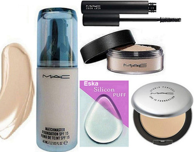 

eska Silicon Puff, Mac Matchmaster Foundation, Studio Prefect Compact, Loose Powder, Zoom Lash Mascara(Set of 5)