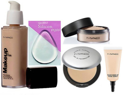 

GLORIST Silicon Puff, Mac Makeup Pro Longwear Foundation Spf 10,Studio Prefect Compact,Loose Powder,Select Cover-up(Set of 5)