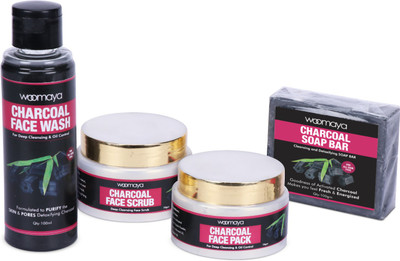 

Woomaya 4 In 1 Charcoal Grooming Kit - Activated Charcoal Soap + Charcoal Face Pack + Charcoal Face Wash + Charcoal Face Scrub(Set of 4)
