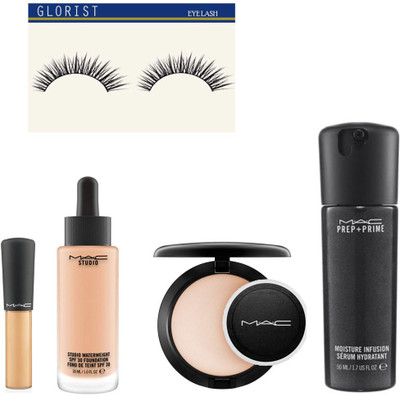 

glorist Imported Combo Of Mac (Studio Fix Compact,Studio Water Weight Foundation,Eyelashes,Mineralize Concealer,Prep + Prime Moisture Infusion Serum Hydratant 50ml)(Set of 5)