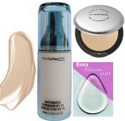 

eska Silicon Puff, Mac Matchmaster Foundation SPF 15 , Studio Prefect Compact(Set of 3)