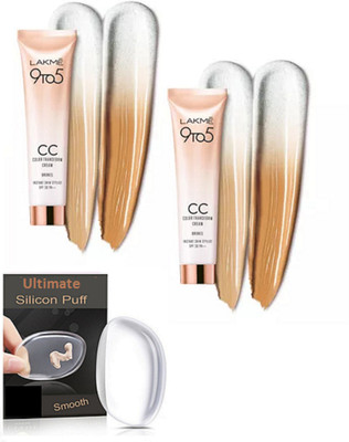 

Ultimate Silicon Puff,9 To 5 Complexion Care Cream SPF 30 PA++ Foundation Pack Of 2(Set of 3)