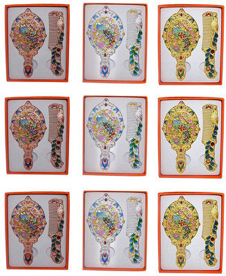 

Fully Diwali Gift Item For Friends, Relatives And Sisters, Beautiful Handheld Mirror With Comb For Girls And Women, Set Of 9, Pack Of 1(Set of 9)