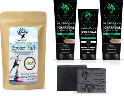 

PRAMSH Epsom Salt 100gm, Activated Charcoal Soap 100gm, Face Wash 100gm & Peel Off Mask 160gm Combo Pack For Anti Pollution!!dirt!!stress(Set of 5)