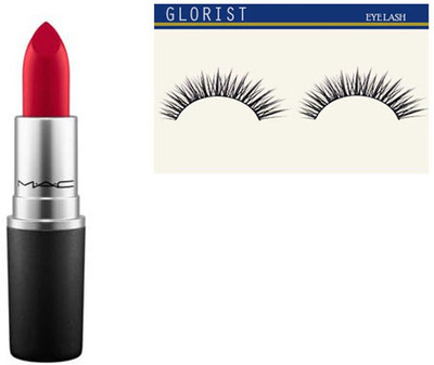 

glorist Eyelashes, Mac Long Lasting red Nouveau Lipstick(Set of 2)