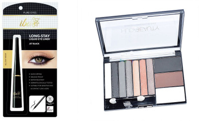 

iba halal care Long Stay Liquid Eyeliner 6.5 ml (Jet Black) with HUDA BEAUTY Eyeshadow Palette with 10 Colour and Blusher combo(Set of 2)
