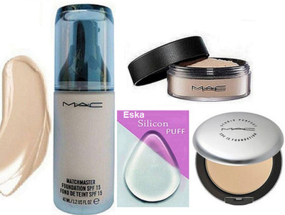 

eska Silicon Puff, Mac Matchmaster Foundation, Studio Prefect Compact, Loose Powder(Set of 4)