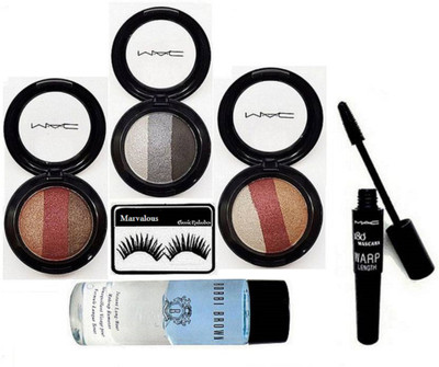 

Marvalous Eyelashes,3 shades Eye shadow, instant pro Makeup Remover, 180 Warp Length Upward lash Mascara(Set of 6)