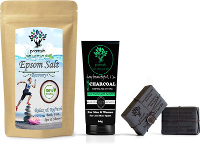 

PRAMSH Epsom Salt 100gm, Activated Charcoal Soap 100gm & Peel Off Mask 60gm Combo Pack For Anti Pollution!!Dirt!!Stress(Set of 3)