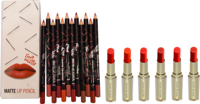 

firstzon™ soft matte lip liner with 6 matte me lipstick SET B(Set of 18)