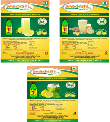 

smadeshi Regular Lemon juice zip pack (100 grams), Ginger Lemon juice zip pack (100 grams) with free Mint Lemon juice zip pack (100 grams)(100 g, Pack of 3)