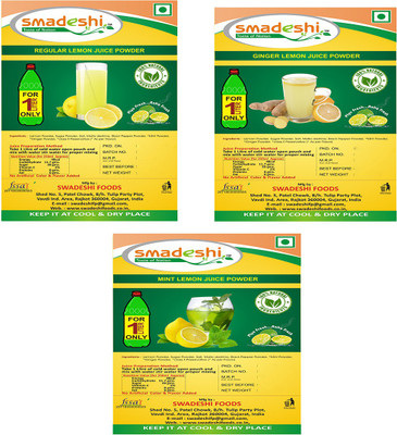 

smadeshi Regular Lemon juice zip pack (100 grams) Pack of 3 with free Ginger Lemon juice zip pack (100 grams), Mint Lemon juice zip pack (100 grams)(100 g, Pack of 3)