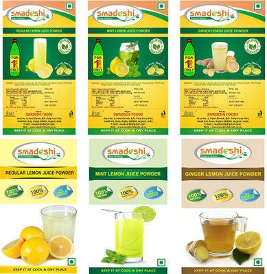 

smadeshi Regular Lemon juice zip pack (100 grams), Ginger Lemon juice zip pack (100 grams), Mint Lemon juice zip pack (100 grams) with free Regular Lemon juice pouch pack (17 garam ), Mint Lemon juice pouch pack (17 garam ), Ginger Lemon juice pouch pack 