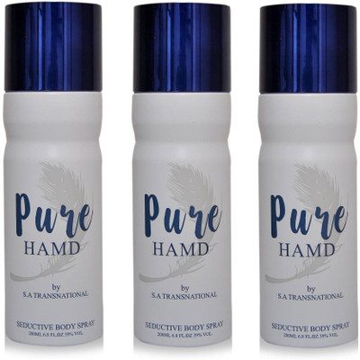 

HAMD PURE Pack of 3 Deodorant Spray - For Men & Women(600 ml, Pack of 3)