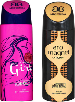 

AROCHEM GIRL & ARO MEGNET DYNAMIC DEODORANT BODY SPRAY BODY DEO SPRAY Body Spray - For Men & Women(400 ml, Pack of 2)