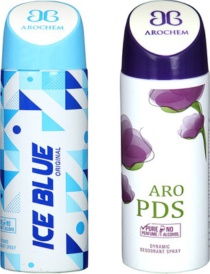 

AROCHEM ICE BLUE & ARO PDS DYNAMIC DEODORANT BODY SPRAY BODY DEO SPRAY Body Spray - For Men & Women(400 ml, Pack of 2)