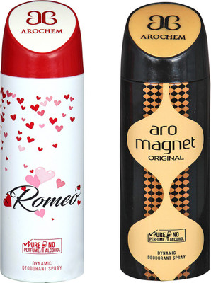 

AROCHEM ROMEO & ARO MEGNET DYNAMIC DEODORANT BODY SPRAY BODY DEO SPRAY Body Spray - For Men & Women(400 ml, Pack of 2)