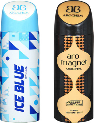 

AROCHEM ICE BLUE & ARO MEGNET DYNAMIC DEODORANT BODY SPRAY BODY DEO SPRAY Body Spray - For Men & Women(400 ml, Pack of 2)
