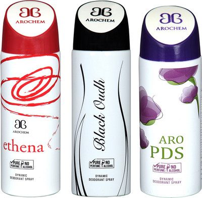

AROCHEM ETHENA & ARO PDS & BLACK OUDH DYNAMIC DEODORANT BODY SPRAY BODY DEO SPRAY Body Spray - For Men & Women(600 ml, Pack of 3)